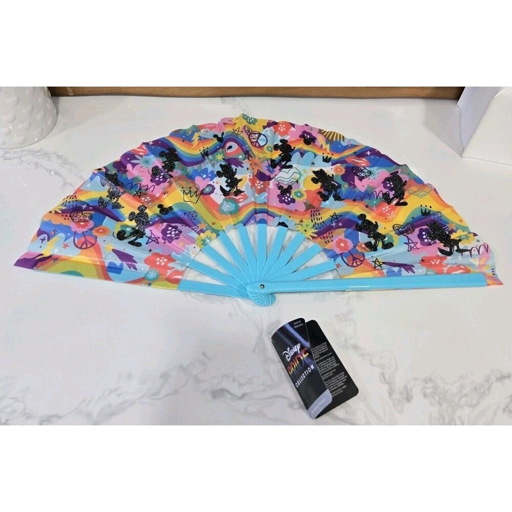 Disney Mickey & Minnie Mouse Rainbow Pride Collection Folding Hand Fan.